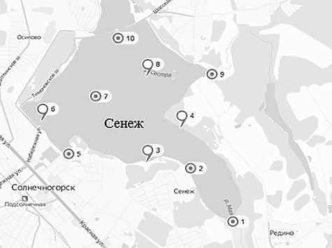 Карта озера сенеж солнечногорск