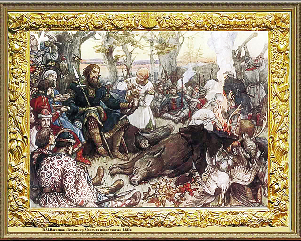Изображение В. М. Васнецов. Отдых Великого князя Владимира Мономаха после охоты. 1848 г.